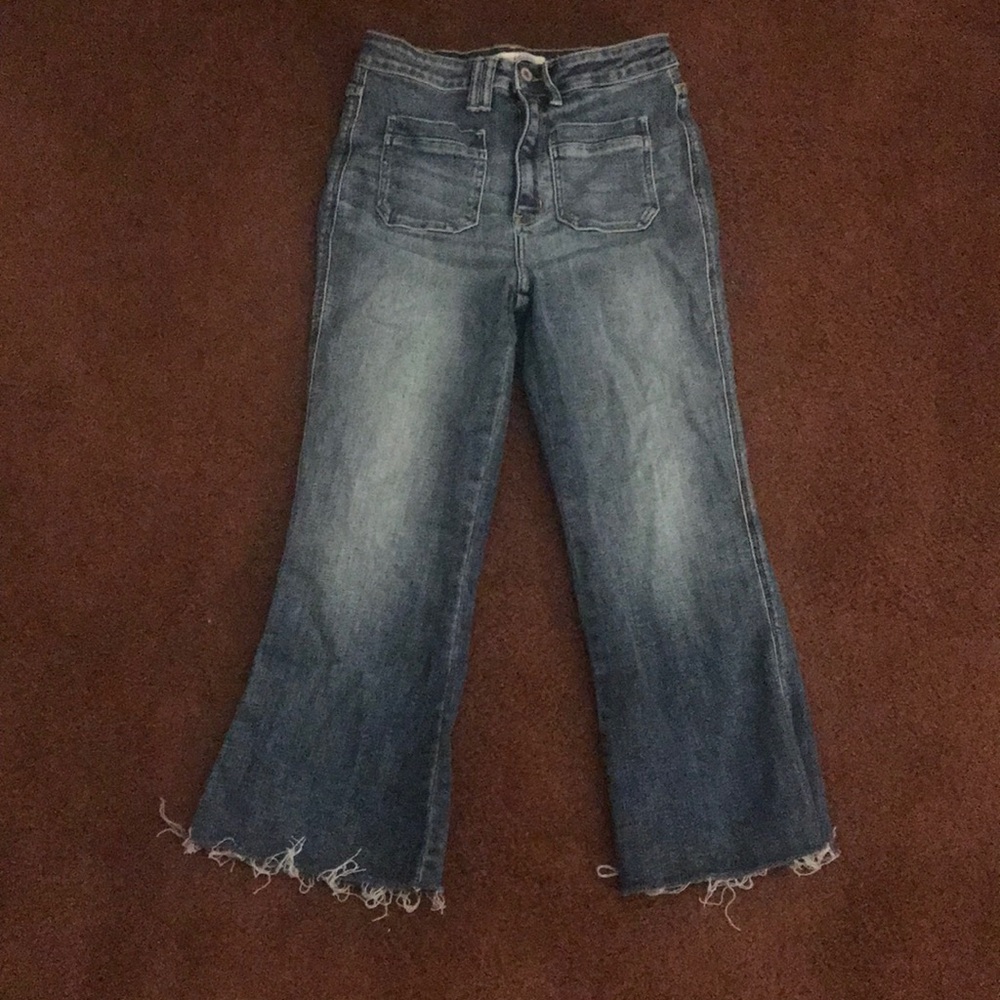 Hi-waist mid-calf flare with jagged hem size 30